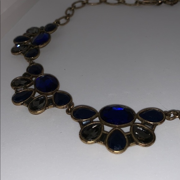 J Crew Blue and Rhinestone Statement Necklace - Picture 2 of 9